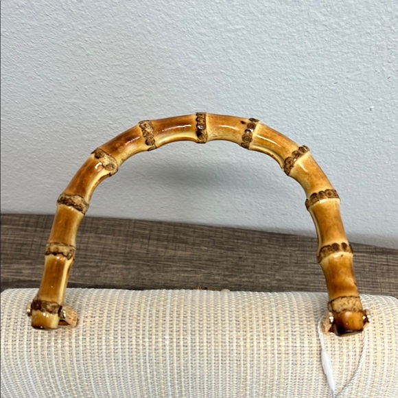 Tommy Bahama Cream and Brown Satchel with Gold Accents - Picture 6 of 13